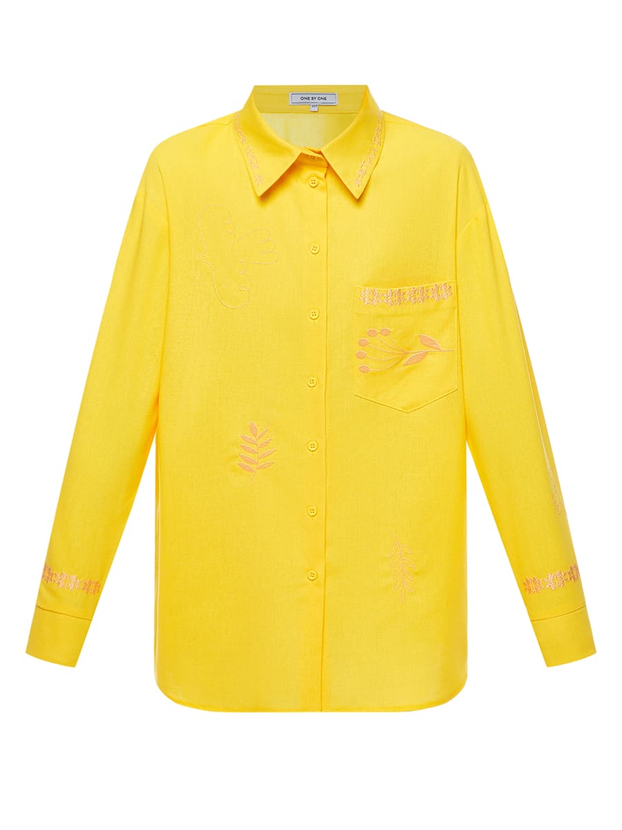 Сорочка лляна жовтого кольору з вишивкою 2